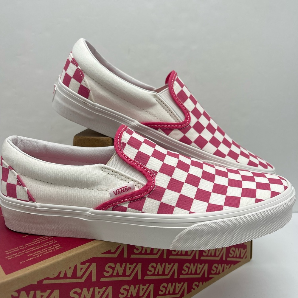 Vans Pink and White Checkered Slip-On Sneakers - Picture 7 of 16